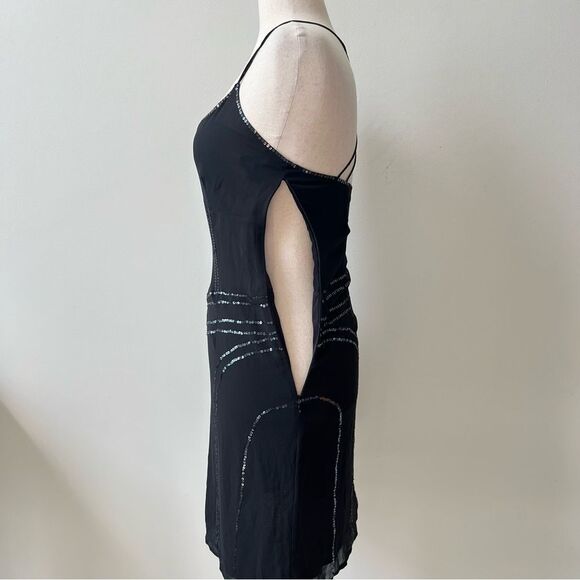 Vintage 90s Y2k Esprit Black Goth Grunge Boho Satin Slip Dress Womens SZ 8 Prom - Picture 5 of 8